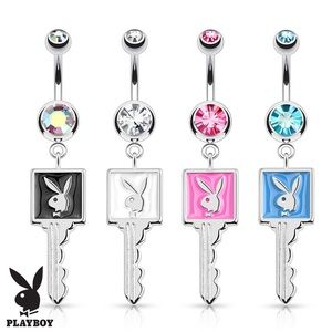 Playboy Bunny Enamel Key 316L Surgical Steel Navel Ring